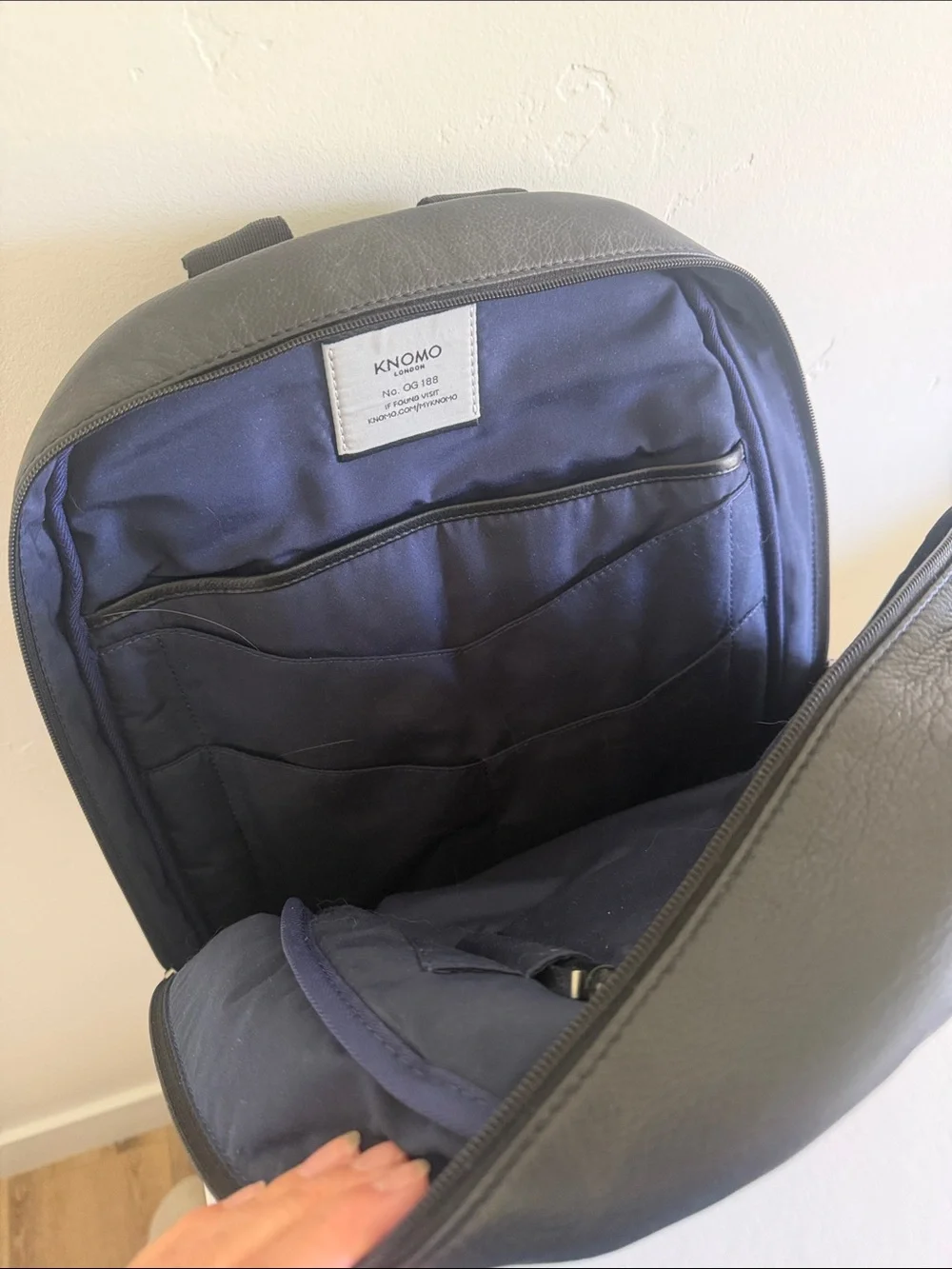 Knomo Leather Backpack in Black
